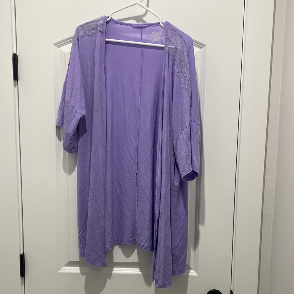 Lavender Open-Front Cardigan